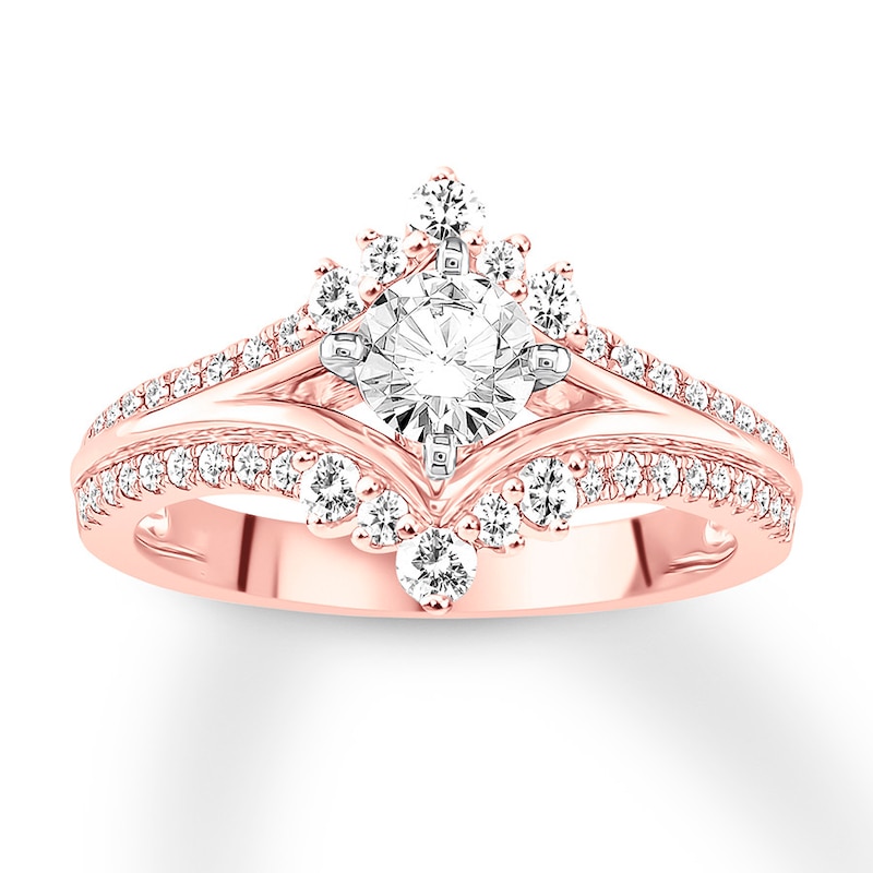 Main Image 1 of Previously Owned Diamond Engagement Ring 7/8 ct tw Round-cut 14K Rose Gold