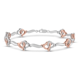 Previously Owned Joining Hearts Diamond Bracelet 1/3 ct tw 10K Rose Gold & Sterling Silver 7.25&quot;