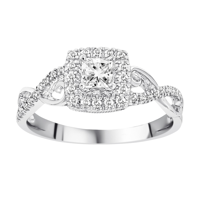 Main Image 1 of Previously Owned Diamond Engagement Ring 3/8 ct tw Princess/Round 10K White Gold