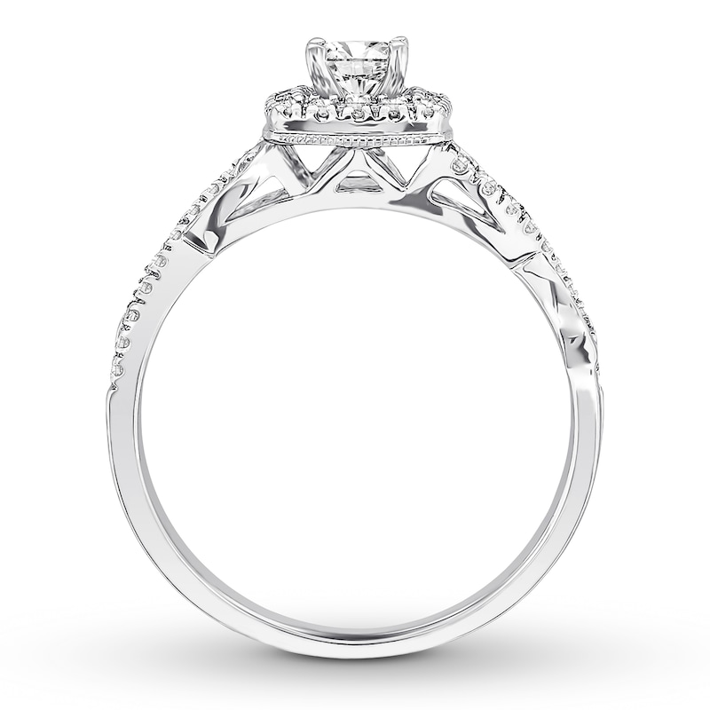 Main Image 2 of Previously Owned Diamond Engagement Ring 3/8 ct tw Princess/Round 10K White Gold