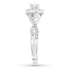 Thumbnail Image 3 of Previously Owned Diamond Engagement Ring 3/8 ct tw Princess/Round 10K White Gold