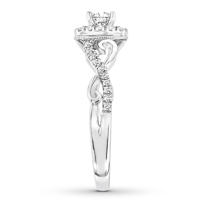 Main Image 3 of Previously Owned Diamond Engagement Ring 3/8 ct tw Princess/Round 10K White Gold