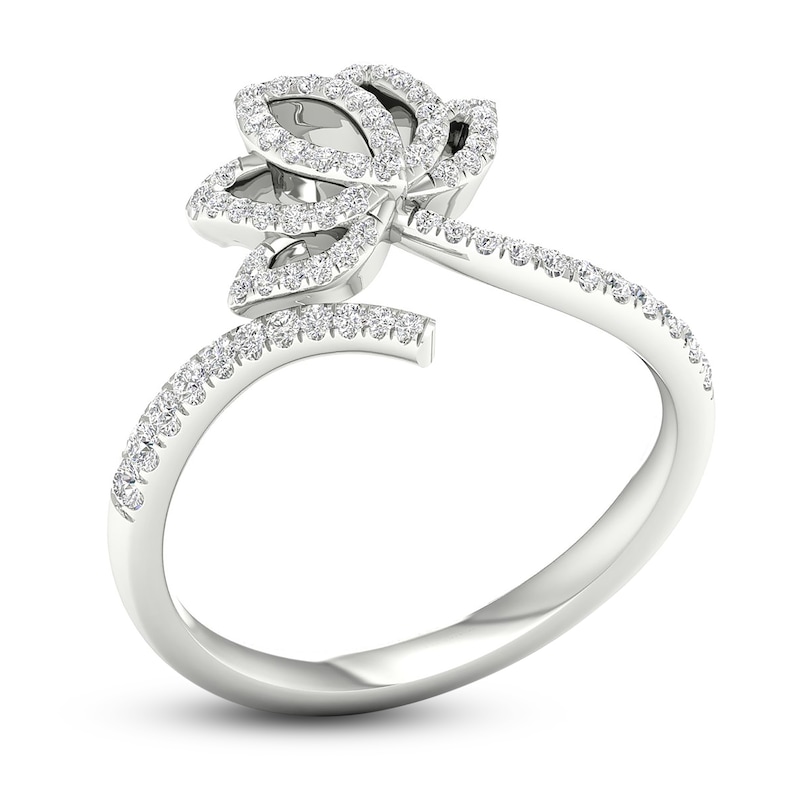 Main Image 2 of Previously Owned By Women For Women Diamond Lotus Ring 1/4 ct tw Round-cut 10K White Gold