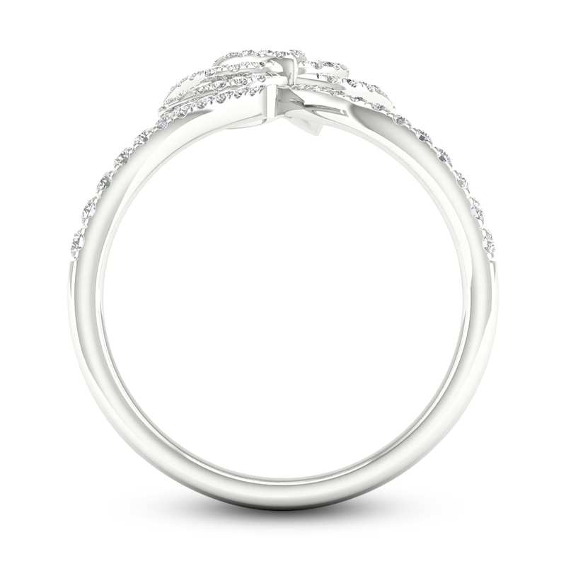 Main Image 3 of Previously Owned By Women For Women Diamond Lotus Ring 1/4 ct tw Round-cut 10K White Gold