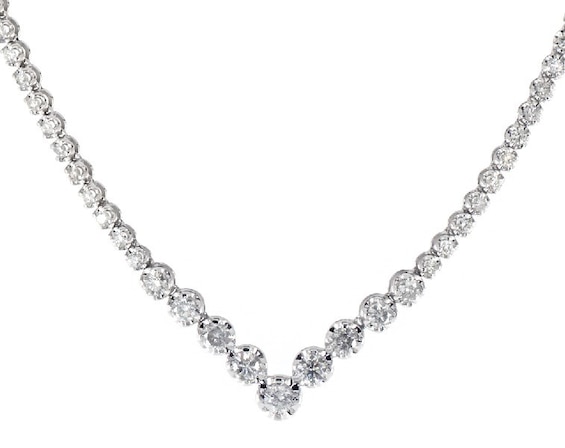 Previously Owned Diamond Riviera Necklace 3 ct tw Round-Cut 10K White Gold 17"