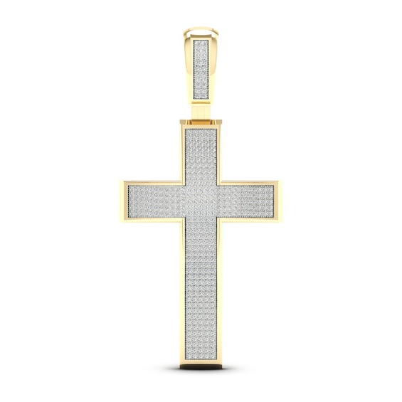Previously Owned Men's Diamond Cross Charm 1 ct tw Round-cut 10K Yellow Gold