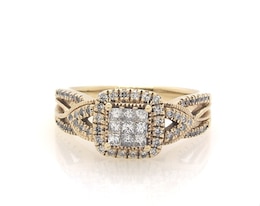 Previously Owned Multi-Diamond Engagement Ring 1/2 ct tw Princess & Round 10K Yellow Gold