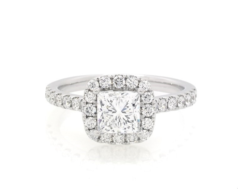 Previously Owned THE LEO Legacy Lab-Created Diamond Princess-Cut Engagement Ring 1-3/8 ct tw 14K White Gold