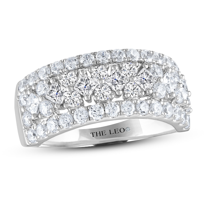 Main Image 1 of Previously Owned THE LEO Diamond Anniversary Ring 1-3/4 ct tw Princess & Round-cut 14K White Gold