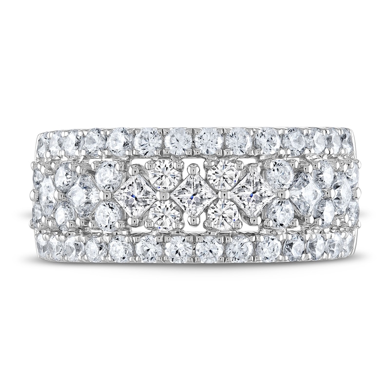 Main Image 3 of Previously Owned THE LEO Diamond Anniversary Ring 1-3/4 ct tw Princess & Round-cut 14K White Gold