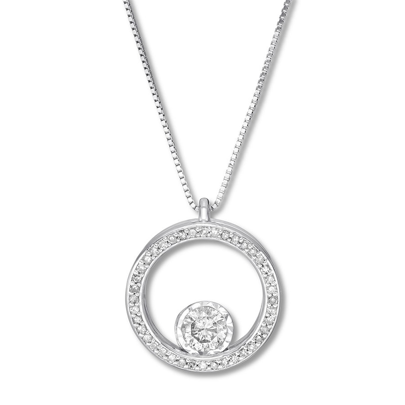 Main Image 1 of Previously Owned Diamond Circle Necklace 1/2 ct tw Round-cut 10K White Gold