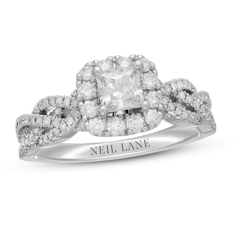 Previously Owned Neil Lane Diamond Engagement Ring 1-1/4 ct tw Princess/Round 14K White Gold