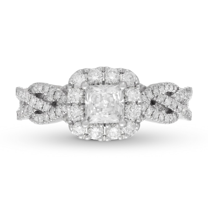Previously Owned Neil Lane Diamond Engagement Ring 1-1/4 ct tw Princess/Round 14K White Gold
