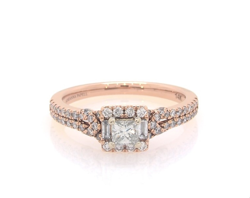 Previously Owned Adrianna Papell Princess-Cut Diamond Halo Engagement Ring 5/8 ct tw 14K Rose Gold