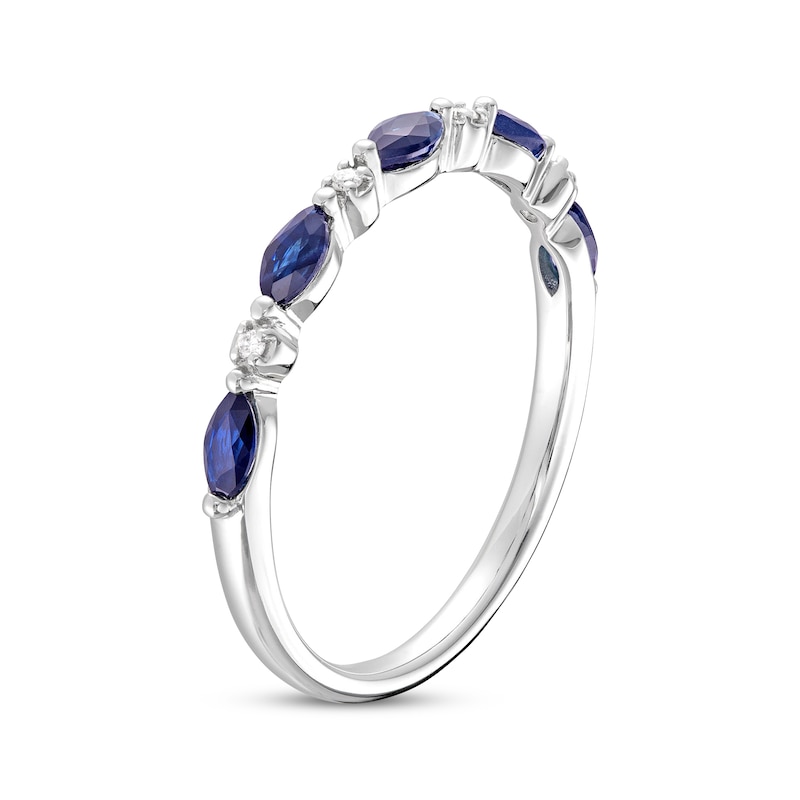 Main Image 2 of Previously Owned Blue Sapphire & Diamond Anniversary Ring 10K White Gold