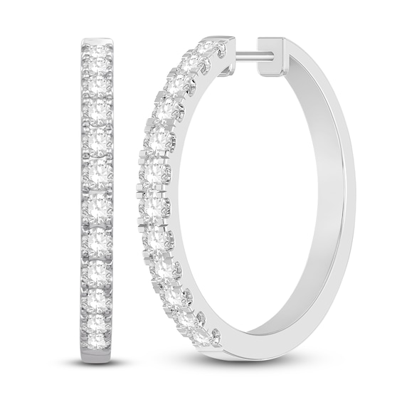 Previously Owned Diamond Hoop Earrings 1/ ct tw Round-Cut 10K White Gold