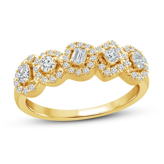 Previously Owned Diamond Halo Ring 1/2 ct tw 10K Yellow Gold