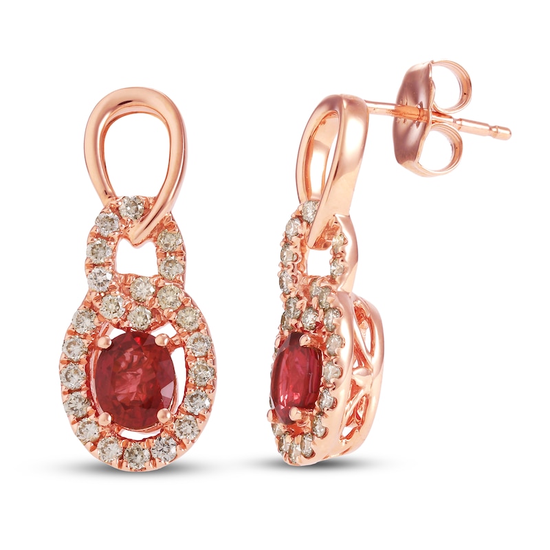 Previously Owned Le Vian Ruby Earrings 3/8 ct tw Diamonds 14K Strawberry Gold