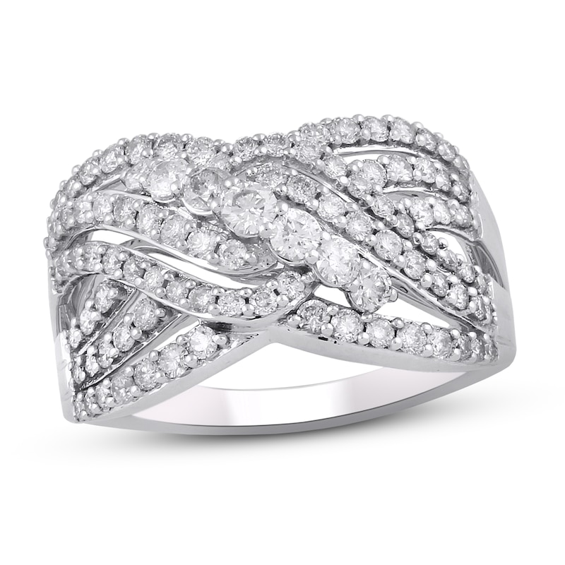 Main Image 1 of Previously Owned Diamond Fashion Ring 1 ct tw Round-cut 10K White Gold