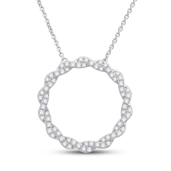 Previously Owned Circle of Gratitude Diamond Necklace 1/2 ct tw Round-cut 10K White Gold 19"