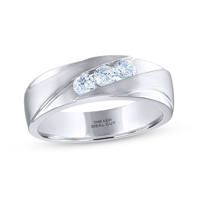 Main Image 1 of Previously Owned Men's THE LEO Ideal Cut Diamond Wedding Band 1/2 ct tw 14K White Gold