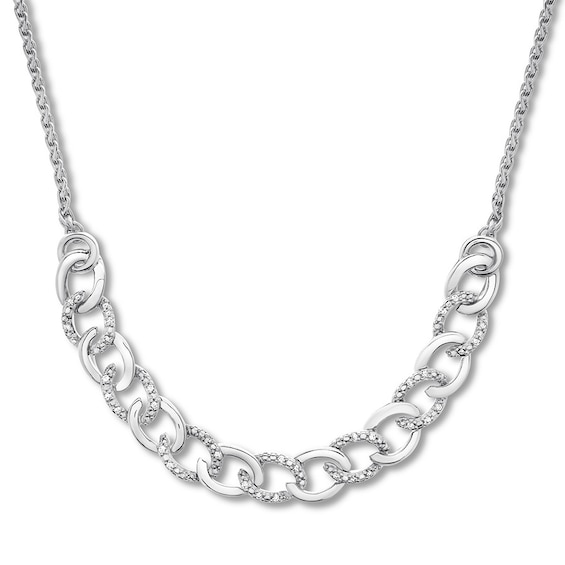 Previously Owned Diamond Link Bolo Necklace 1/10 ct tw Round-cut Sterling Silver 26"