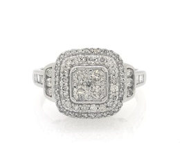 Previously Owned Multi-Diamond Cushion Halo Fashion Ring 1 ct tw 10K White Gold