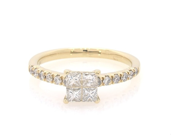 Previously Owned Princess-Cut Quad Diamond Engagement Ring 3/4 ct tw 14K Yellow Gold