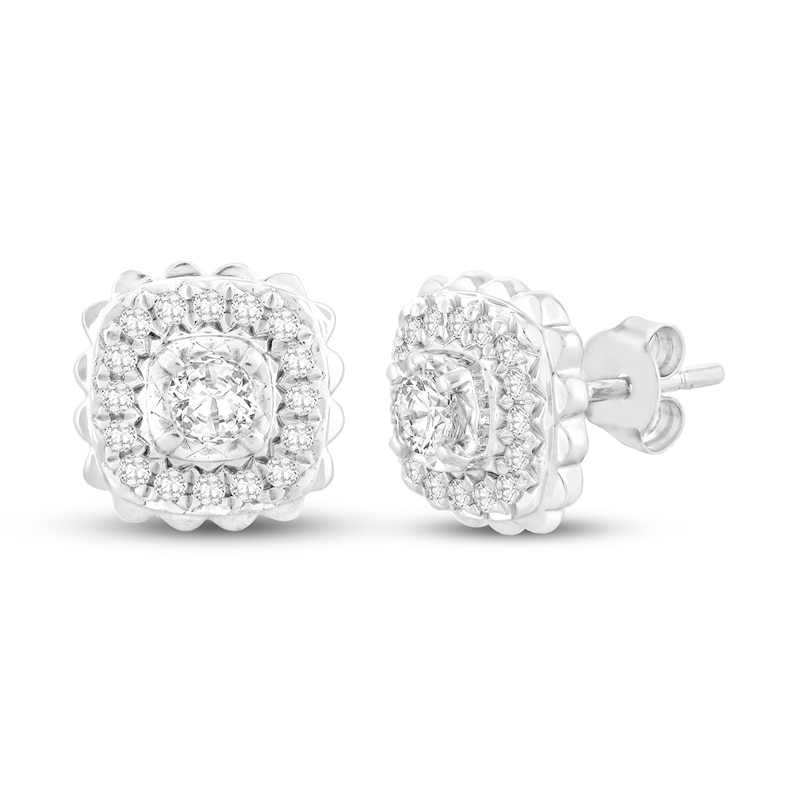 Main Image 1 of Previously Owned Diamond Stud Earrings 1/2 ct tw Round-cut 10K White Gold