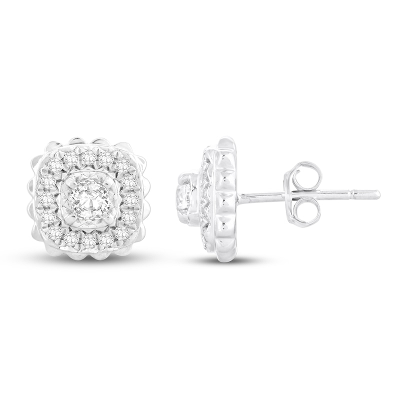 Main Image 2 of Previously Owned Diamond Stud Earrings 1/2 ct tw Round-cut 10K White Gold