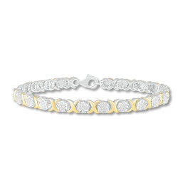 Previously Owned Diamond Bracelet 1/2 ct tw Round-cut Sterling Silver & 10K Yellow Gold 7.5&quot;