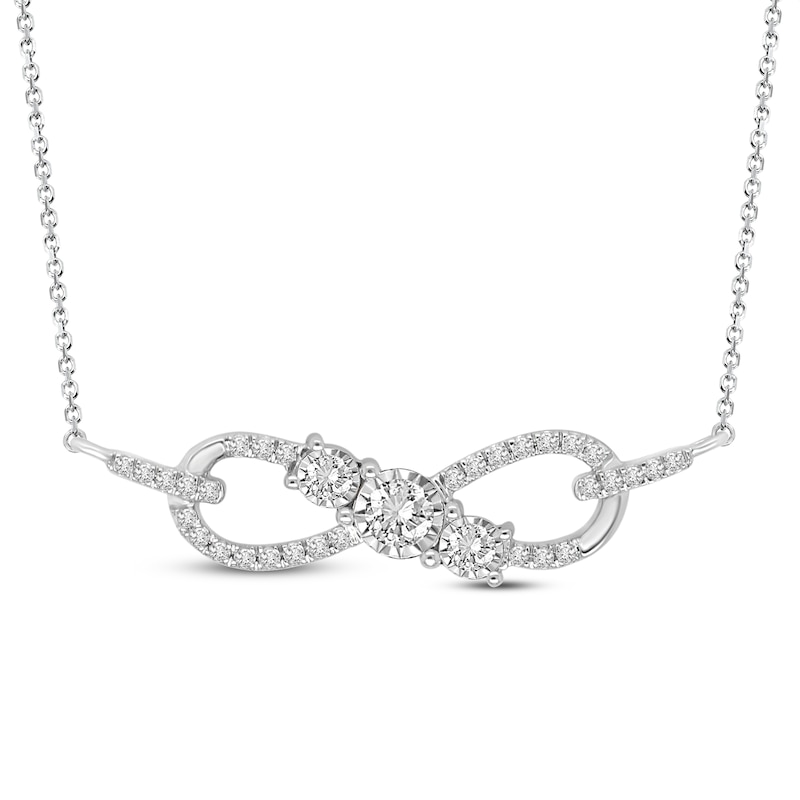 Main Image 1 of Previously Owned Diamond Infinity Necklace 1/4 ct tw Round-cut 10K White Gold 18&quot;