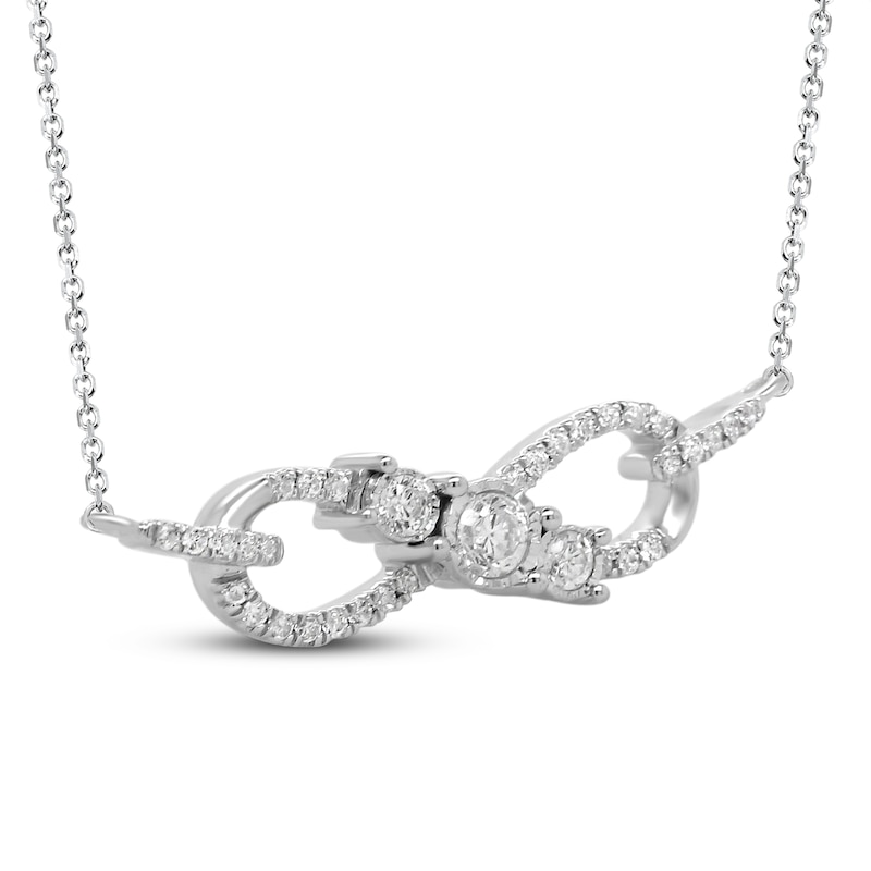 Main Image 2 of Previously Owned Diamond Infinity Necklace 1/4 ct tw Round-cut 10K White Gold 18&quot;