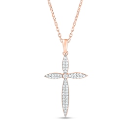 Previously Owned Diamond Cross Necklace 1/4 ct tw Round-cut 10K Rose Gold 18&quot;