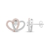 Thumbnail Image 1 of Previously Owned Diamond Heart Stud Earrings 1/5 ct tw Round-Cut 10K Two-Tone