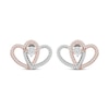 Thumbnail Image 2 of Previously Owned Diamond Heart Stud Earrings 1/5 ct tw Round-Cut 10K Two-Tone