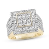 Thumbnail Image 1 of Previously Owned Men's Diamond Double-Square Ring 2-1/2 ct tw Round-cut 10K Yellow Gold