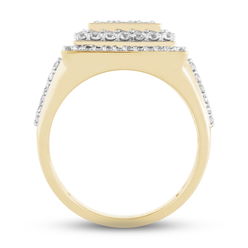 Main Image 2 of Previously Owned Men's Diamond Double-Square Ring 2-1/2 ct tw Round-cut 10K Yellow Gold