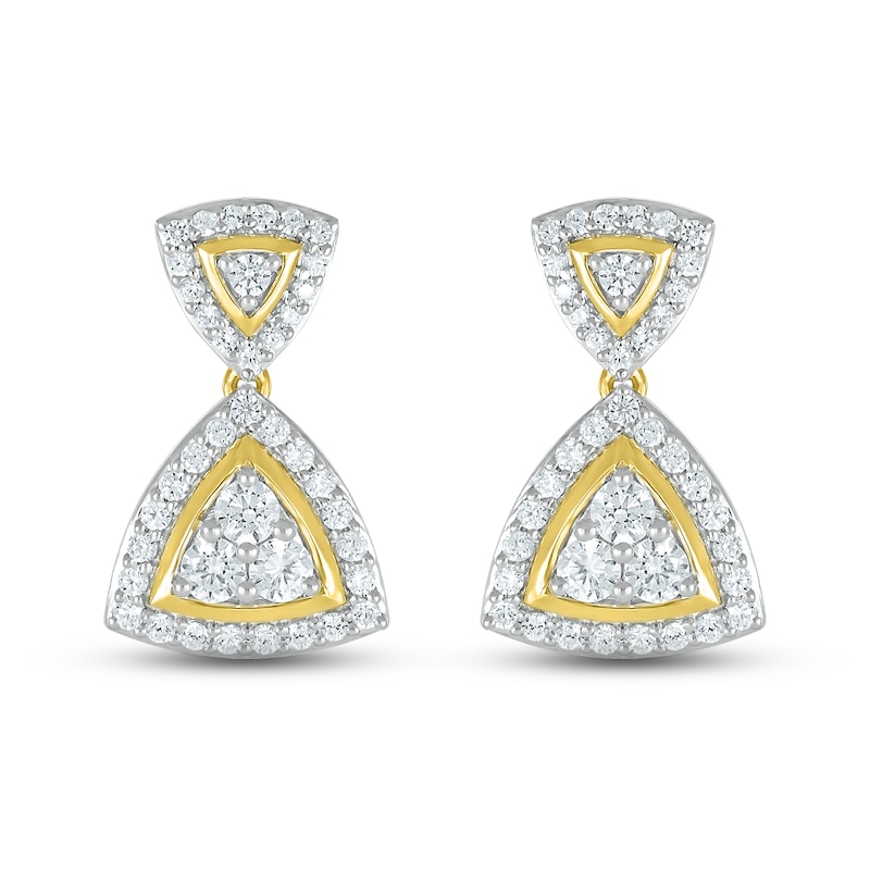 Main Image 2 of Previously Owned Diamond Drop Earrings 1/2 ct tw Round-cut 10K Yellow Gold