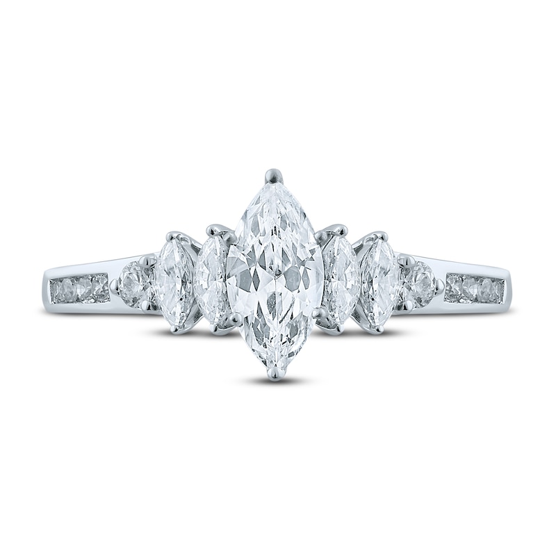 Main Image 3 of Previously Owned Diamond Engagement Ring 7/8 ct tw Marquise & Round 14K White Gold