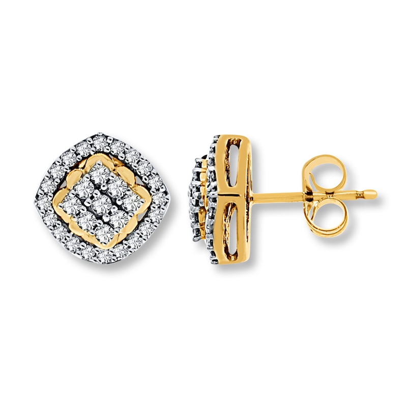 Main Image 1 of Previously Owned Diamond Stud Earrings 1/2 ct tw Round-cut 10K Yellow Gold