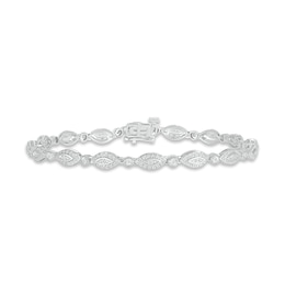 Previously Owned Diamond Marquise Line Bracelet 1/2 ct tw Round-cut 10K White Gold 7.25&quot;