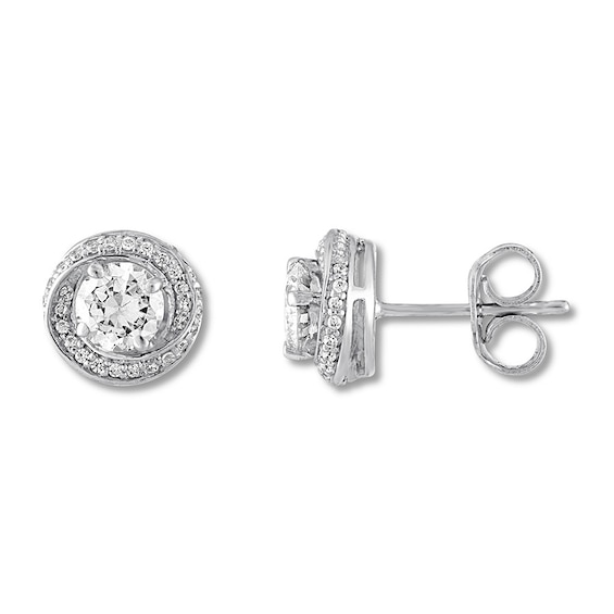 Previously Owned Diamond Stud Earrings 7/8 ct tw Round-cut 14K White Gold
