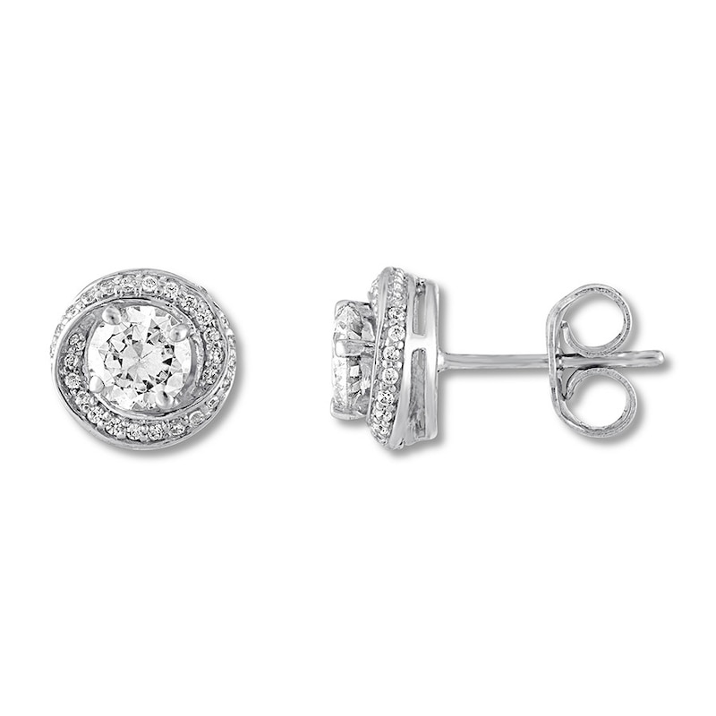 Main Image 1 of Previously Owned Diamond Stud Earrings 7/8 ct tw Round-cut 14K White Gold