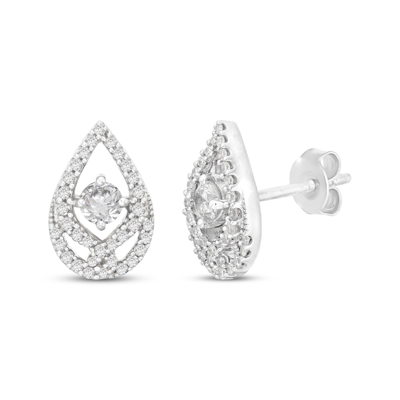 Main Image 1 of Previously Owned Love Entwined Diamond Stud Earrings 1/3 ct tw Round-cut 10K White Gold