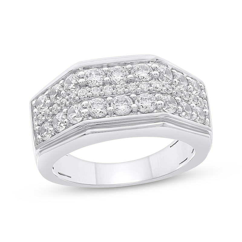 Main Image 1 of Previously Owned Men's Diamond Wedding Band 2 ct tw Round-cut 10K White Gold