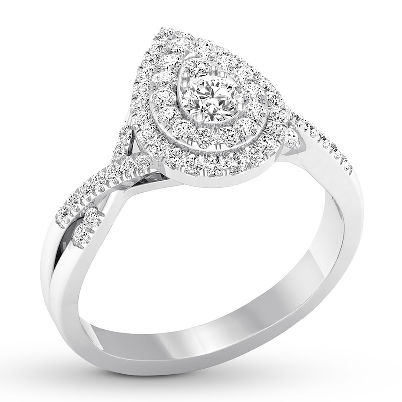 Main Image 4 of Previously Owned Diamond Engagement Ring 3/8 ct tw Round-cut 10K White Gold Size 7