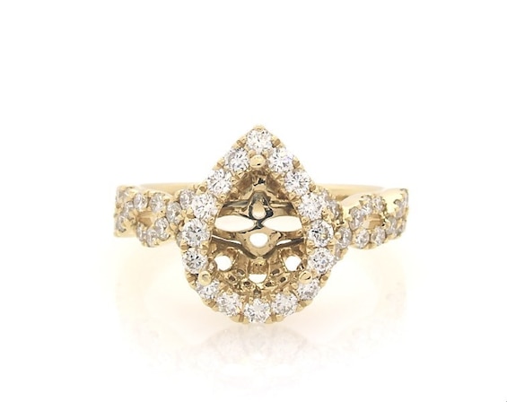 Previously Owned Neil Lane Diamond Pear Halo Engagement Ring Setting 5/8 ct tw 14K Yellow Gold Size 6.5