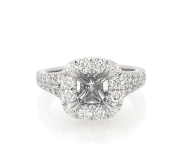 Previously Owned Neil Lane Round-Cut Diamond Halo Engagement Ring Setting 1-1/6 ct tw 14K White Gold Size 5