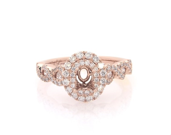 Previously Owned Neil Lane Diamond Double Halo Engagement Ring Setting 1-1/6 ct tw 14K Rose Gold Size 5.75